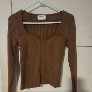 Old Navy Women's Brown Ribbed Knit Medium